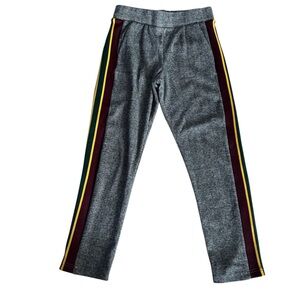 Shinestar Gray Track Pants with Burgundy and Yellow Stripes